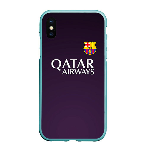 Чехол iPhone XS Max матовый Barcelona FC: Violet / 3D-Мятный – фото 1