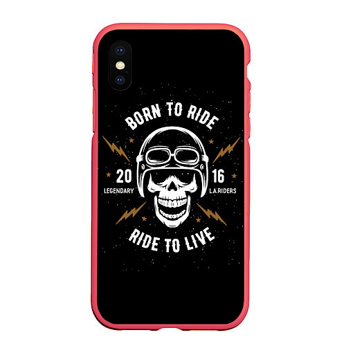 Чехол iPhone XS Max матовый Born to ride / 3D-Красный – фото 1