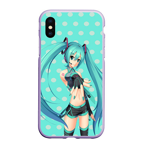 Чехол iPhone XS Max матовый Hatsune Miku / 3D-Светло-сиреневый – фото 1