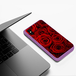 Чехол iPhone XS Max матовый Красные розы, цвет: 3D-фиолетовый — фото 2