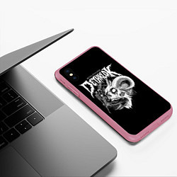 Чехол iPhone XS Max матовый Dethklok: Goat Skull, цвет: 3D-малиновый — фото 2