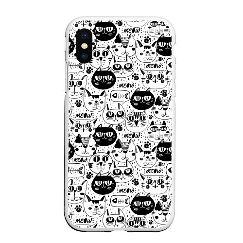 Чехол iPhone XS Max матовый Meow Pattern / 3D-Белый – фото 1