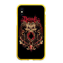 Чехол iPhone XS Max матовый Dethklok: Demon witch, цвет: 3D-желтый