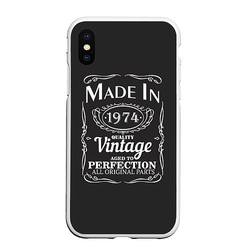 Чехол iPhone XS Max матовый Сделано в 1974 / 3D-Белый – фото 1