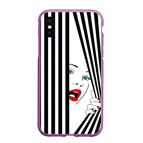 Чехол iPhone XS Max матовый Pop art girl / 3D-Фиолетовый – фото 1