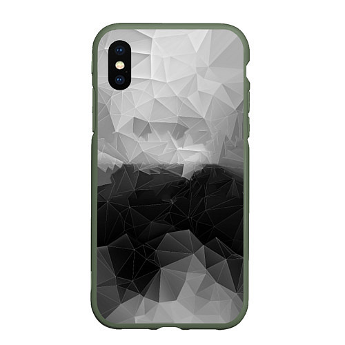 Чехол iPhone XS Max матовый Polygon gray / 3D-Темно-зеленый – фото 1