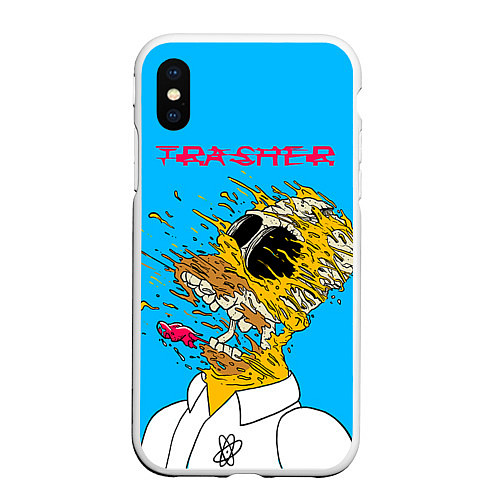 Чехол iPhone XS Max матовый Trasher Homer / 3D-Белый – фото 1