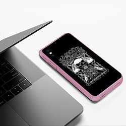 Чехол iPhone XS Max матовый Amon Amarth: Trio Skulls, цвет: 3D-розовый — фото 2