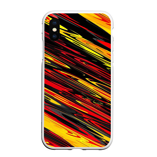 Чехол iPhone XS Max матовый Темные полоски / 3D-Белый – фото 1