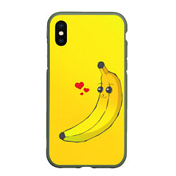 Чехол iPhone XS Max матовый Just Banana (Yellow), цвет: 3D-темно-зеленый