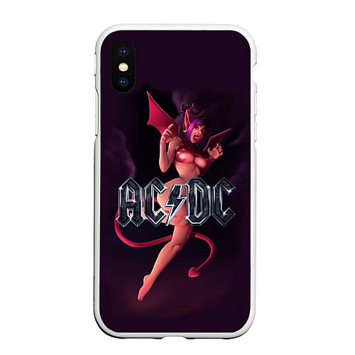 Чехол iPhone XS Max матовый AC/DC: Devil Girl / 3D-Белый – фото 1