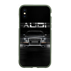 Чехол iPhone XS Max матовый Audi Q7 скорость, цвет: 3D-темно-зеленый