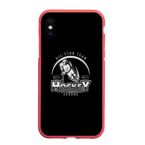 Чехол iPhone XS Max матовый Hockey League / 3D-Красный – фото 1