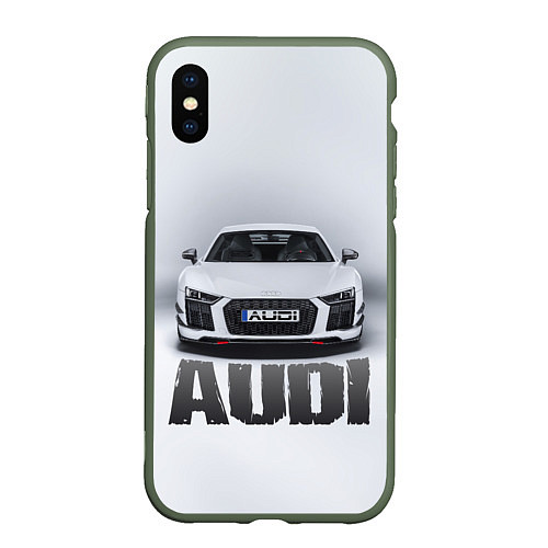 Чехол iPhone XS Max матовый Audi серебро / 3D-Темно-зеленый – фото 1