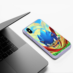 Чехол iPhone XS Max матовый Sonic, цвет: 3D-светло-сиреневый — фото 2