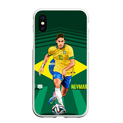 Чехол iPhone XS Max матовый Neymar Brazilian, цвет: 3D-белый