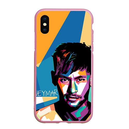 Чехол iPhone XS Max матовый Neymar Polygons / 3D-Розовый – фото 1