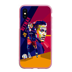 Чехол iPhone XS Max матовый Jr. Neymar, цвет: 3D-розовый