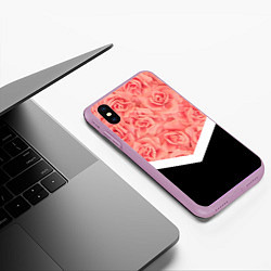 Чехол iPhone XS Max матовый Розовые розы, цвет: 3D-сиреневый — фото 2