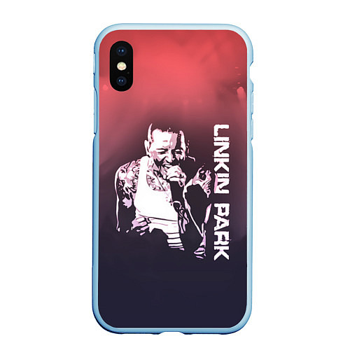 Чехол iPhone XS Max матовый Linkin Park Честер / 3D-Голубой – фото 1