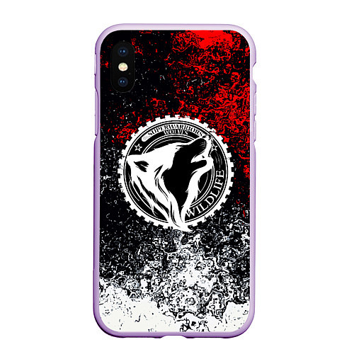 Чехол iPhone XS Max матовый Wolf / 3D-Сиреневый – фото 1