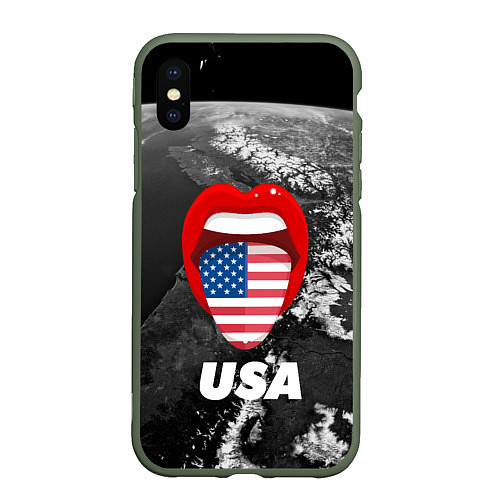 Чехол iPhone XS Max матовый USA / 3D-Темно-зеленый – фото 1