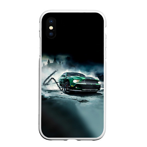 Чехол iPhone XS Max матовый Призрачный Ford Mustang / 3D-Белый – фото 1