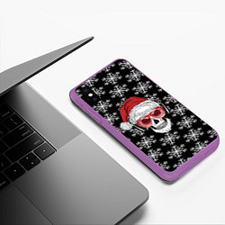 Чехол iPhone XS Max матовый Santa Skull хипстер, цвет: 3D-фиолетовый — фото 2