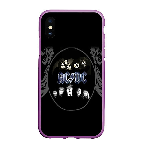 Чехол iPhone XS Max матовый Группа ACDC / 3D-Фиолетовый – фото 1