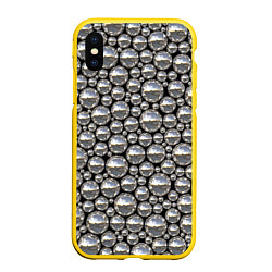 Чехол iPhone XS Max матовый Серебряные шары, цвет: 3D-желтый