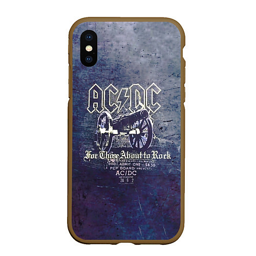 Чехол iPhone XS Max матовый ACDC пушка / 3D-Коричневый – фото 1