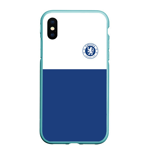 Чехол iPhone XS Max матовый Chelsea FC: Light Blue / 3D-Мятный – фото 1