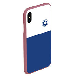 Чехол iPhone XS Max матовый Chelsea FC: Light Blue, цвет: 3D-малиновый — фото 2