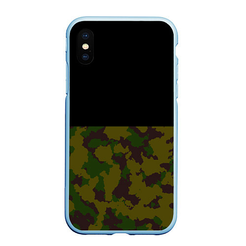 Чехол iPhone XS Max матовый Лесной Камуфляж 1 / 3D-Голубой – фото 1