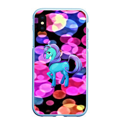Чехол iPhone XS Max матовый Милый единорог, цвет: 3D-голубой