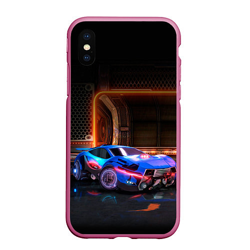 Чехол iPhone XS Max матовый Rocket League / 3D-Малиновый – фото 1