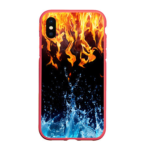 Чехол iPhone XS Max матовый Две стихии / 3D-Красный – фото 1