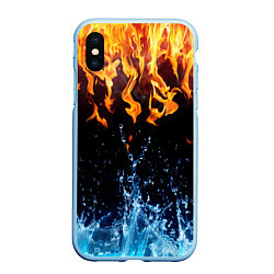 Чехол iPhone XS Max матовый Две стихии, цвет: 3D-голубой