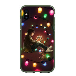Чехол iPhone XS Max матовый Парень с лампочками, цвет: 3D-темно-зеленый