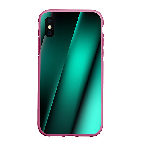 Чехол iPhone XS Max матовый Emerald lines / 3D-Малиновый – фото 1