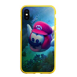 Чехол iPhone XS Max матовый Super Mario Марио, цвет: 3D-желтый