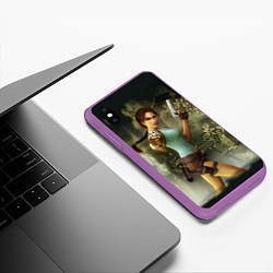 Чехол iPhone XS Max матовый TOMB RAIDER, цвет: 3D-фиолетовый — фото 2