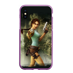 Чехол iPhone XS Max матовый TOMB RAIDER, цвет: 3D-фиолетовый