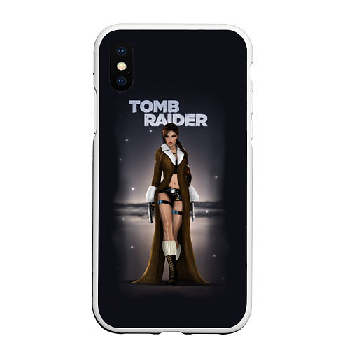 Чехол iPhone XS Max матовый TOMB RAIDER / 3D-Белый – фото 1