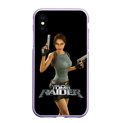 Чехол iPhone XS Max матовый TOMB RAIDER / 3D-Светло-сиреневый – фото 1