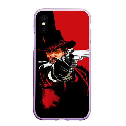 Чехол iPhone XS Max матовый Red Dead Redemption / 3D-Сиреневый – фото 1