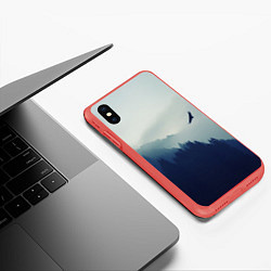Чехол iPhone XS Max матовый Орел над Лесом, цвет: 3D-красный — фото 2