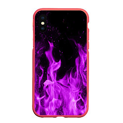 Чехол iPhone XS Max матовый Фиолетовый огонь, цвет: 3D-красный