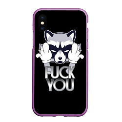 Чехол iPhone XS Max матовый Енот, цвет: 3D-фиолетовый
