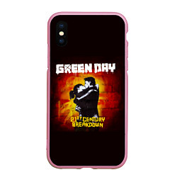 Чехол iPhone XS Max матовый Поцелуй Green Day, цвет: 3D-розовый